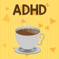 Handwriting text Adhd. Concept meaning Mental health disorder of children Hyperactive Trouble paying attention