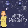 Hand writing sign Aedes Mosquito. Business concept the yellow fever mosquito that can spread dengue fever Woman Royalty Free Stock Photo