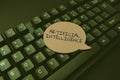 Handwriting text Artificial Intelligence. Word for programmed to think like human and mimic his actions Converting