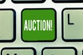 Handwriting text Auction. Concept meaning Public sale Goods or Property sold to highest bidder Purchase