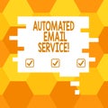 Handwriting text Automated Email Service. Concept meaning automatic decision making based on big data Blank Color Speech