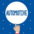 Handwriting text Automotive. Concept meaning Selfpropelled Related to motor vehicles engine cars automobiles