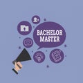 Handwriting text Bachelor Master. Concept meaning An advanced degree completed after bachelor s is degree Hu analysis Hand Holding