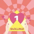 Handwriting text Backlinks. Concept meaning incoming hyperlink from one web page to another big website Female Hu