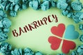 Handwriting text Bankrupcy. Concept meaning Company under financial crisis goes bankrupt with declining sales written on plain bac