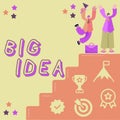 Text sign showing Big Idea. Concept meaning Having great creative innovation solution or way of thinking Royalty Free Stock Photo