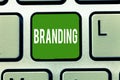 Handwriting text Branding. Concept meaning Assign brand name to something Business marketing strategy