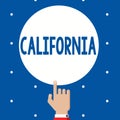 Handwriting text California. Concept meaning State on west coast United States of America Beaches Hollywood