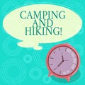 Handwriting text Camping And Hiking. Concept meaning outdoor activity involving staying away from home Blank Color