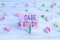 Handwriting text Case Study. Concept meaning analysis and a specific research design for examining a problem Green clothespin Royalty Free Stock Photo