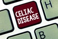 Handwriting text Celiac Disease. Concept meaning Small intestine is hypersensitive to gluten Digestion problem Royalty Free Stock Photo