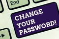 Handwriting text Change Your Password. Concept meaning Resetting the password to prevent from hacking Keyboard key Royalty Free Stock Photo