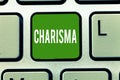 Handwriting text Charisma. Concept meaning compelling attractiveness or charm that inspire devotion in others