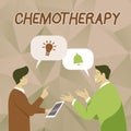 Handwriting text Chemotherapy. Business showcase Effective way of treating cancerous tissues in the body Two Men Royalty Free Stock Photo