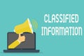 Handwriting text Classified Information. Concept meaning Sensitive Data Top Secret Unauthorized Disclosure Royalty Free Stock Photo