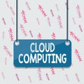 Handwriting text Cloud Computing. Concept meaning use a network of remote servers hosted on the Internet Board color background