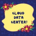 Handwriting text Cloud Data Center. Concept meaning off premise form computing that stores data on Internet Blank Uneven