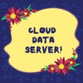 Handwriting text Cloud Data Server. Concept meaning built hosted through computing platformInternet internet Blank Royalty Free Stock Photo