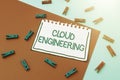 Handwriting text Cloud Engineering. Business approach application of engineering disciplines to cloud computing Writing Royalty Free Stock Photo