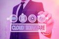 Handwriting text Cloud Software. Concept meaning Programs used in Storing Accessing data over the internet Royalty Free Stock Photo