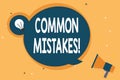 Handwriting text COMMON MISTAKES. Concept meaning Prevalent error and issues that occur repetitively