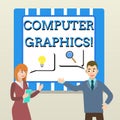 Handwriting text Computer Graphics. Concept meaning visual representations of data displayed on a monitor Business