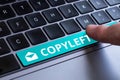 Conceptual display Copyleft. Word for the right to freely use, modify, copy, and share software, works of art Royalty Free Stock Photo