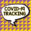 Handwriting text Covid 19 Tracking. Word Written on Distinguishing process of the possible infected individuals