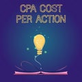 Handwriting text Cpa Cost Per Action. Concept meaning Commission paid when user Clicks on an Affiliate Link