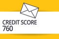 Handwriting text Credit Score 760. Concept meaning numerical expression based on level analysis of person