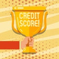 Handwriting text Credit Score. Concept meaning Capacity to repay a loan Creditworthiness of an individual