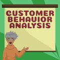 Handwriting text Customer Behavior Analysis. Business overview buying behaviour of consumers who use goods