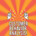 Handwriting text Customer Behavior Analysis. Concept meaning buying behaviour of consumers who use goods Drawing of Hu