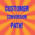 Handwriting text Customer Conversion Path. Concept meaning steps that user went through over the website Sunburst photo Two Tone