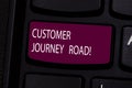 Handwriting text Customer Journey Road. Concept meaning Customer experiences when interacting your brand Keyboard key Royalty Free Stock Photo