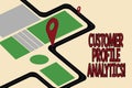 Handwriting text Customer Profile Analytics. Concept meaning Customer profile or target market analysis Road Map Navigation Marker Royalty Free Stock Photo