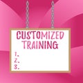 Handwriting text Customized Training. Concept meaning Designed to Meet Special Requirements of Employers Whiteboard rectangle Royalty Free Stock Photo