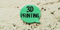 Conceptual caption 3D Printing. Word for making a physical object from a three-dimensional digital model