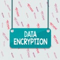 Handwriting text Data Encryption. Concept meaning Symmetrickey algorithm for the encrypting electronic data Board color background
