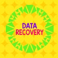 Handwriting text Data Recovery. Concept meaning process of salvaging inaccessible lost or corrupted data Asymmetrical