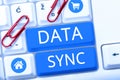 Handwriting text Data Sync. Business approach data that is continuously generated by different sources