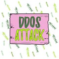 Handwriting text Ddos Attack. Concept meaning perpetrator seeks to make a network resource unavailable to user Wooden