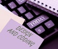 Handwriting text Design And Coding. Business showcase HTML and programming, Cross platform development website Typing Royalty Free Stock Photo