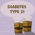 Handwriting text Diabetes Type 2. Concept meaning condition which body does not use insulin properly Two To Go Cup with