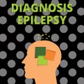 Handwriting text Diagnosis Epilepsy. Concept meaning disorder in which brain activity becomes abnormal