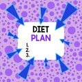 Handwriting text Diet Plan. Concept meaning detailed proposal for doing or achieving a heathy eating habit Asymmetrical