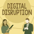 Writing displaying text Digital Disruption. Business showcase Changes that affect technology markets Product makeover