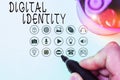 Handwriting text Digital Identity. Concept meaning networked identity adopted or claimed in cyberspace.