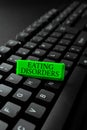 Handwriting text Eating Disorders. Business concept any of a range of psychological abnormal food habits Computer