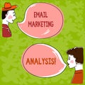 Handwriting text Email Marketing Analysis. Concept meaning Examining the sending of messages to customer Hand Drawn Man